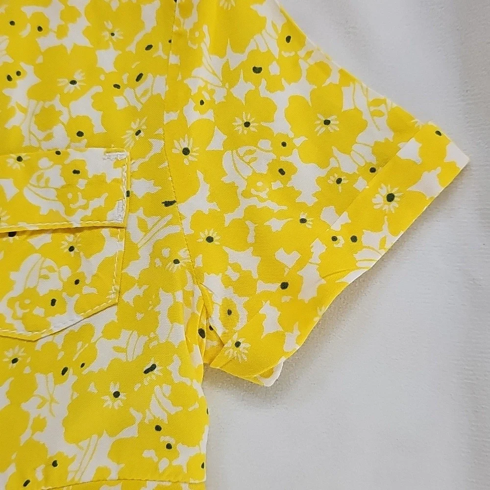 Old Navy Baby Girl Yellow Floral Button-Front Dress – Short Sleeve